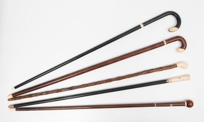 Lot of 5 canes around 1920: 
 - one with...
