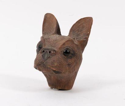 Large cane pommel in the shape of a dog's...