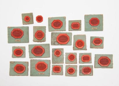 Sets of red wax stamps with inscriptions...