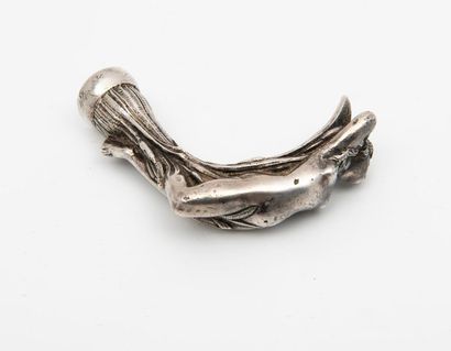 XXème SIECLE
Cane pommel in silver plated...