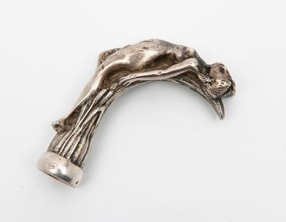 XXème SIECLE
Cane pommel in silver plated...