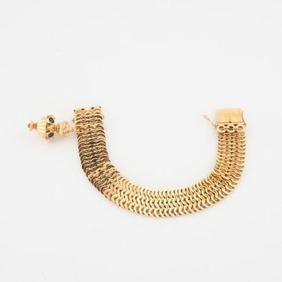 Bracelet ruban articulé en or jaune (750)...