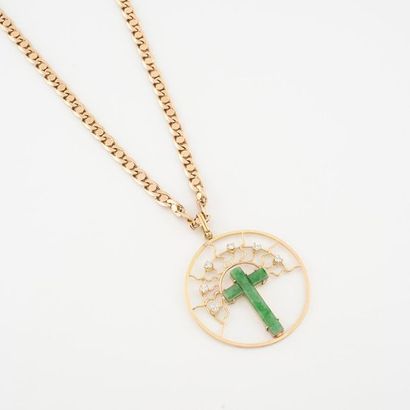 Large yellow gold (585) neck chain with a...