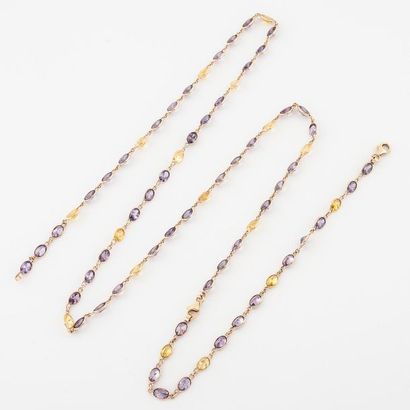 Necklace and bracelet in yellow gold (585)...