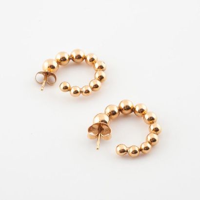 Pair of hollow (750) yellow gold half-creoles,...