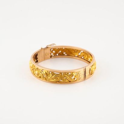 Bracelet jonc ouvrant en ors jaune et rose...