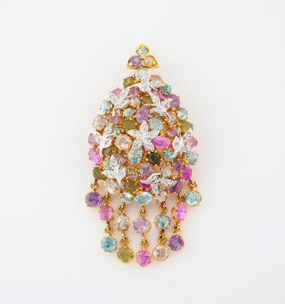 Important and elegant gold-plated metal brooch-pendant,...