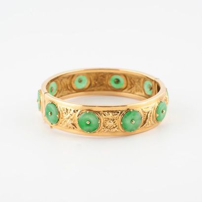Bracelet jonc ouvrant en or jaune (585) à...
