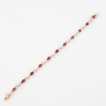 Bracelet ligne en ors jaune et gris (385)...