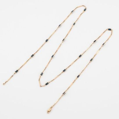 Thin yellow gold (585) necklace made of alternating...