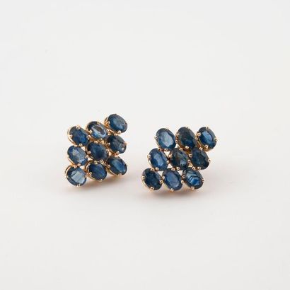 Paire de clous d'oreilles en or jaune (585)...