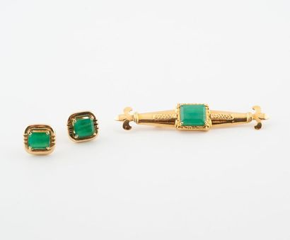 Yellow gold (750) line brooch centered on...