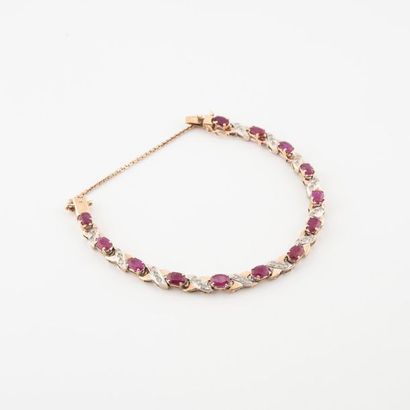Bracelet articulé en ors jaune et gris (375)...