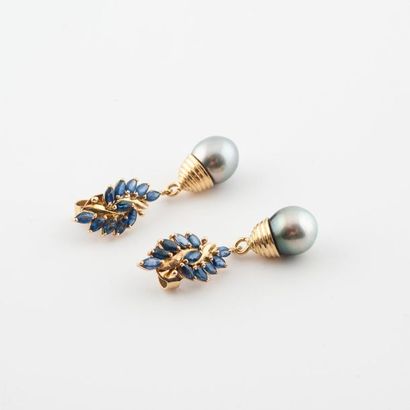 Paire de pendants d'oreilles en or jaune...