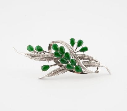 Broche gerbe en argent (925) à motifs de...