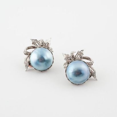 Pair of silver (925) ear clips centered with...