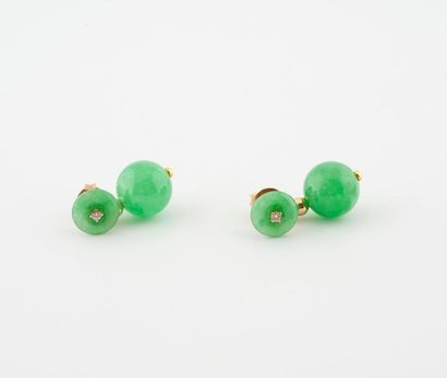 Pair of yellow gold (750) ear chips made...