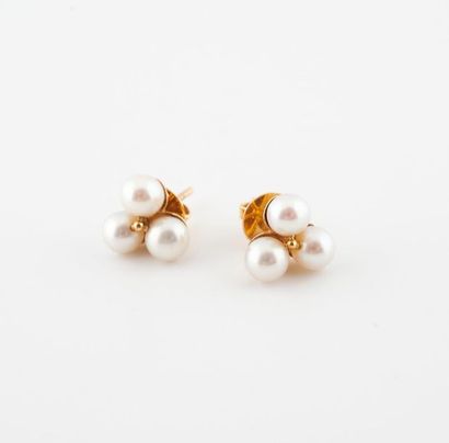 Pair of yellow gold (750) ear chips consisting...