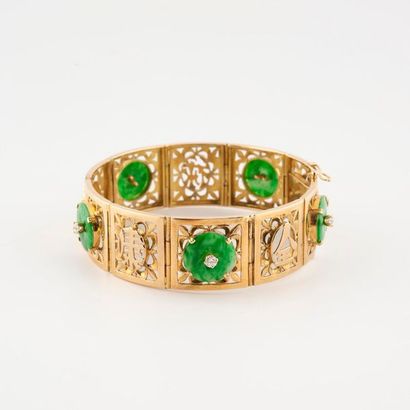 Bracelet jonc ouvrant en or jaune (750) formé...