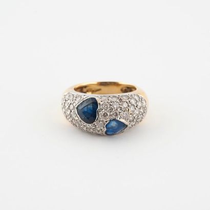 Rounded rush ring in yellow gold (750) paved...