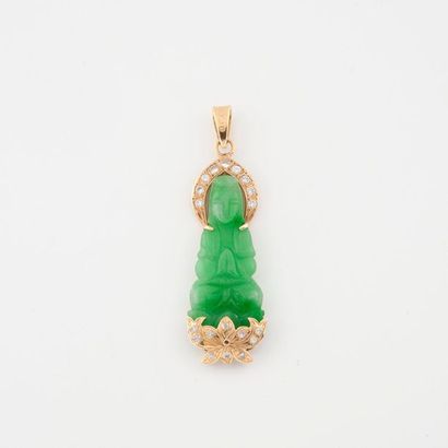 Elégant pendentif en or jaune (585) figurant...