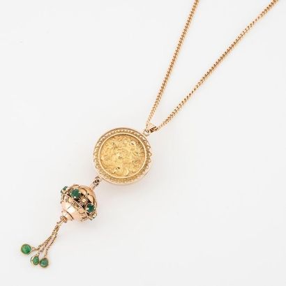 Yellow gold necklace (750) with filed curb...