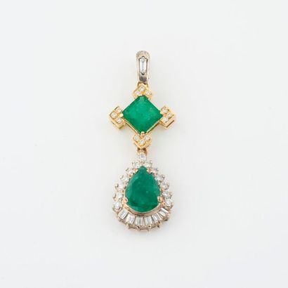 Pendant in yellow gold (585) and silver (925)...