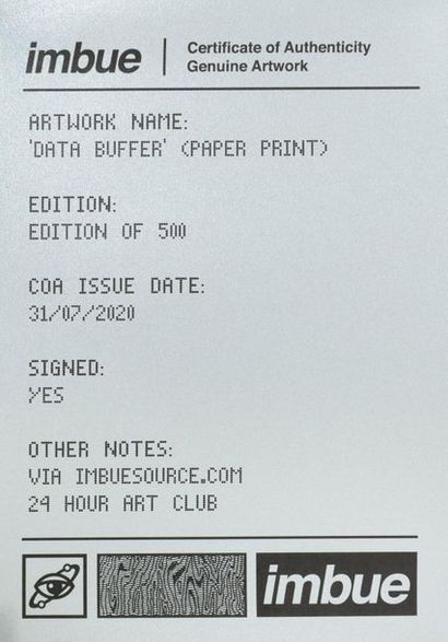 IMBUE (1988)
Data Buffer, 2020. 
 UV print...