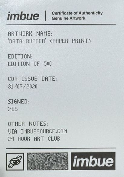 IMBUE (1988)
Data Buffer, 2020. 
 UV print...