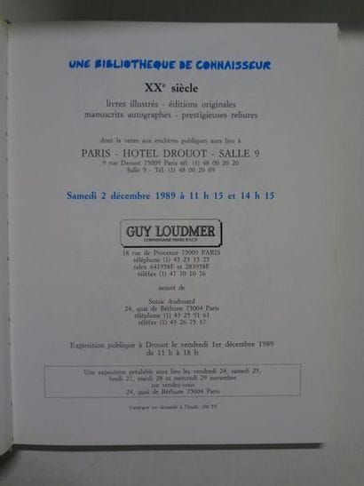Auction catalogue of the Etude Guy Loumer
A...