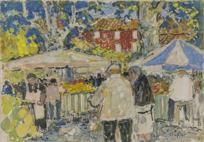 Marko STUPAR (1936)
Le marché.

Gouache sur...