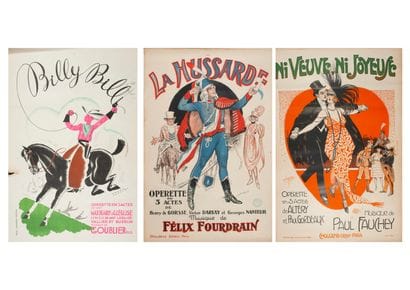 Lot d'affiches sur papier 
Comprenant : 

-...
