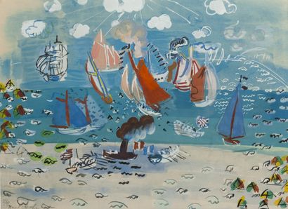 D'après Raoul DUFY
La flottille. 

Lithographie...