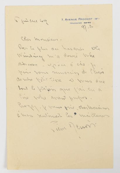 Pierre RENOIR (1885-1952)
Autograph letter...