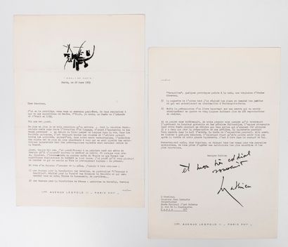 Georges MATHIEU (1921-2012)
Typescript letter...