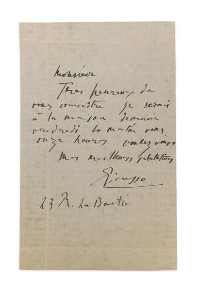Pablo PICASSO (1881-1973)
Autograph letter...