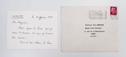 Marc CHAGALL (1887-1985)
Autograph card,...