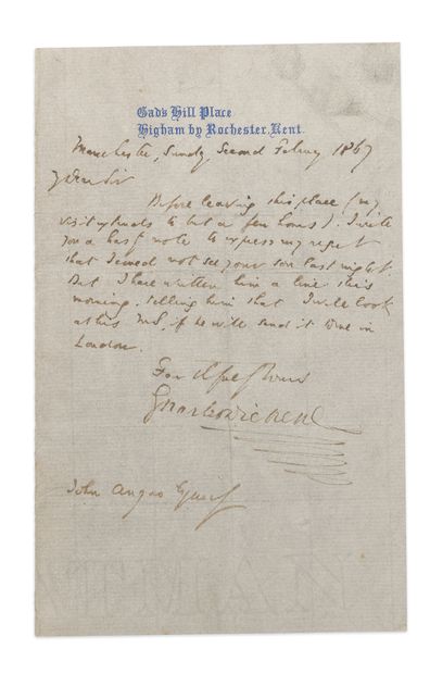 Charles DICKENS (1812-1885) 
Autograph letter...