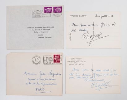 Marc CHAGALL (1887-1985)
Two autograph cards,...