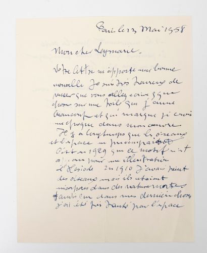 Georges BRAQUE (1882-1963)
Autograph letter...