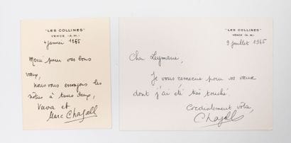 Marc CHAGALL (1887-1985)
Two autograph cards,...