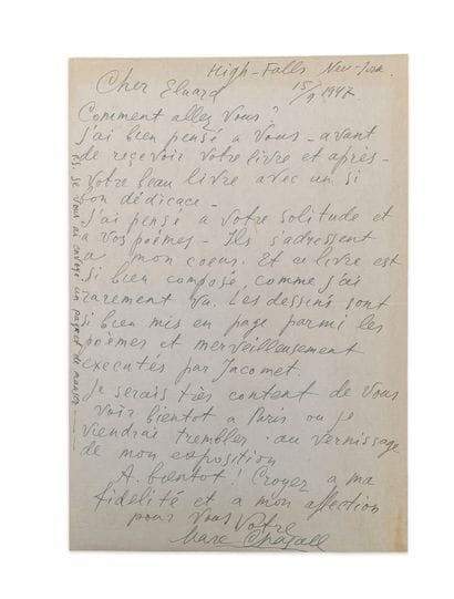 Marc CHAGALL (1887-1985)
Autograph letter...