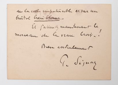 Paul SIGNAC (1863-1935)
Autograph card signed...