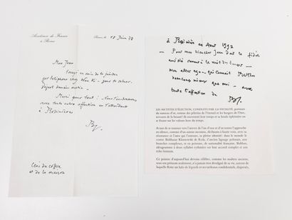 BALTHUS (1908-2001)
Autograph letter signed,...