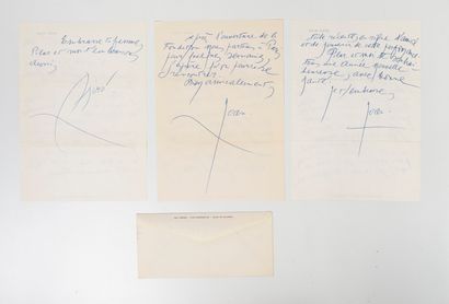 Joan MIRO (1893-1983)
3 autographed letters,...