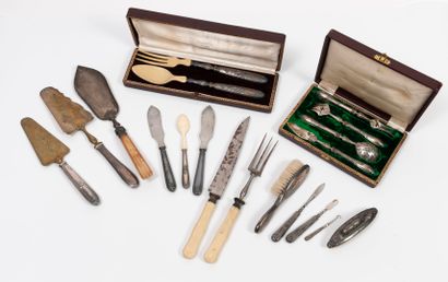 Set of serving pieces, soup spoon, cheese...
