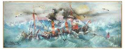 Robert MARTIN (XXème siècle)
Marine. 

Huile...