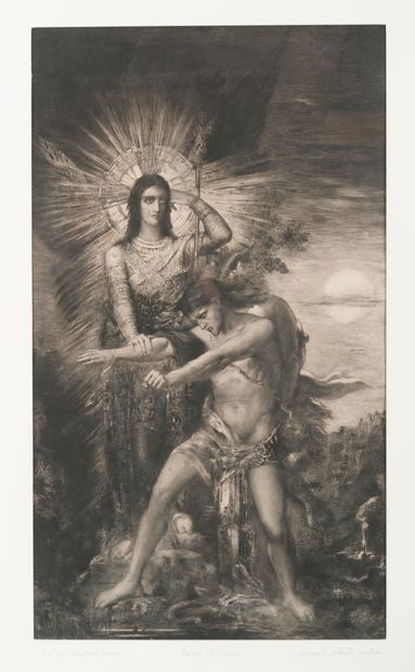 D'après Gustave MOREAU
Jacob et l'Ange.

Burin...