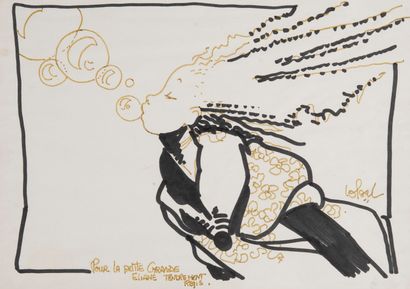 Regis LOISEL (1951)
Jeune fille aux bulles.

Feutre...