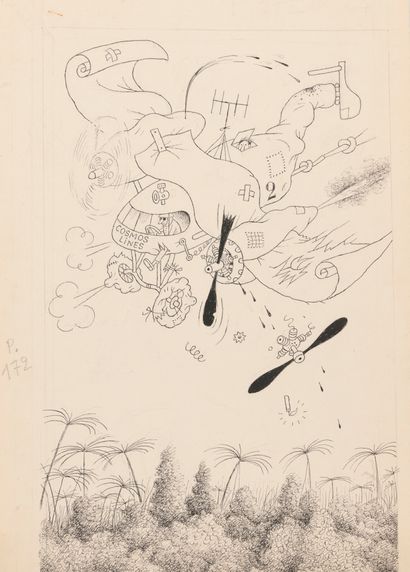 Albert DUBOUT (1905-1976)
Cosmos Lines. 

Graphite...